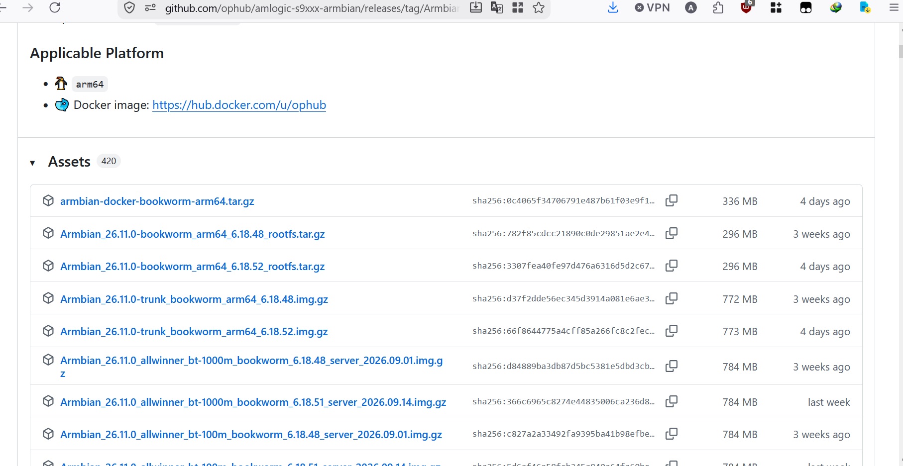 Armbian Release List